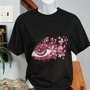 Black T-Shirt with Pink Eye Design